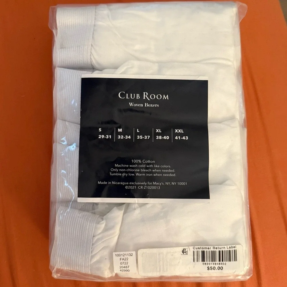XXL‎ Club Room Woven Boxers 4-Pack White NWT